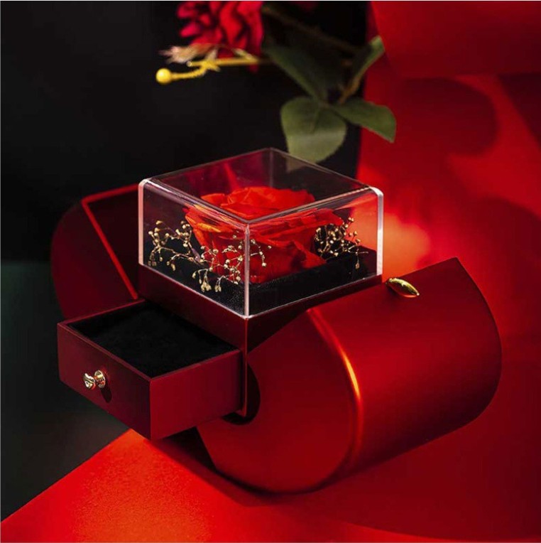 Fashion Eternal Rose Jewelry Box with Necklace