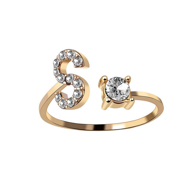 New Adjustable 26 Initial Letter Ring