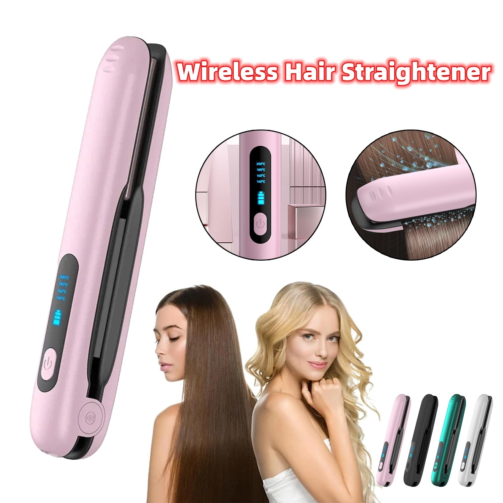 Wireless Hair Straightener Flat Iron