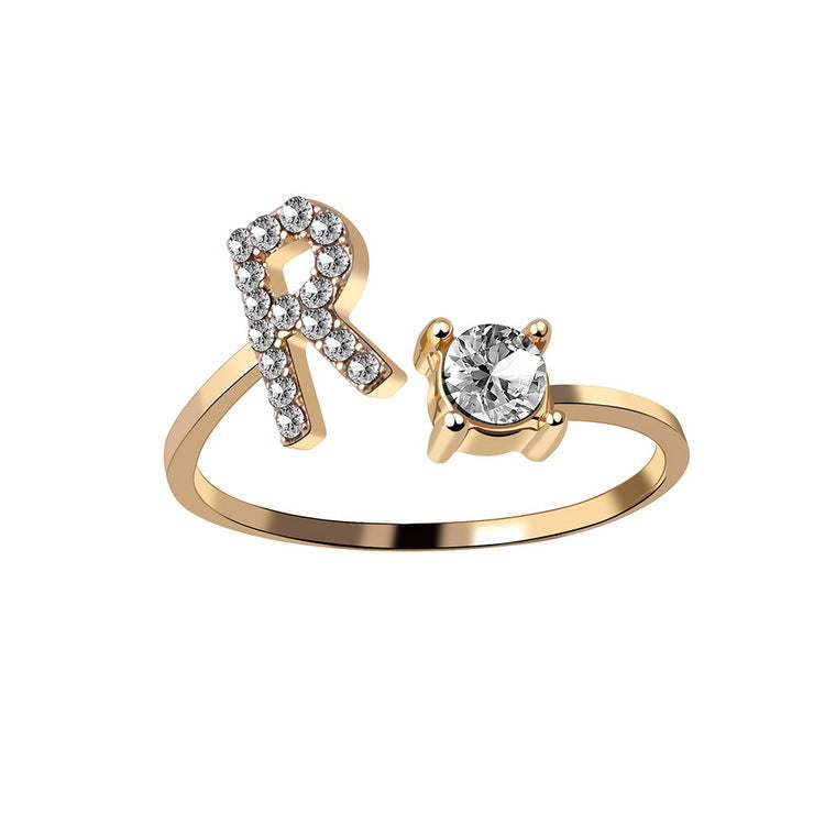 New Adjustable 26 Initial Letter Ring