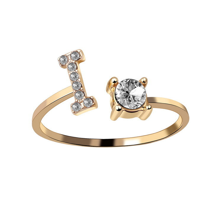 New Adjustable 26 Initial Letter Ring