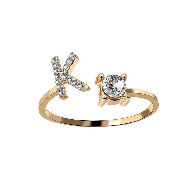 New Adjustable 26 Initial Letter Ring