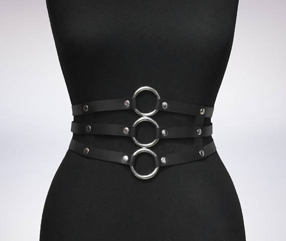 Women Black Leather Sexy Waist Belt