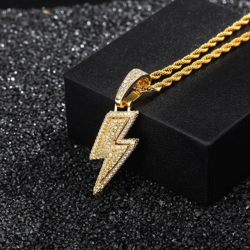 Lightning Hip Hop Pendant with inlaid Zircon