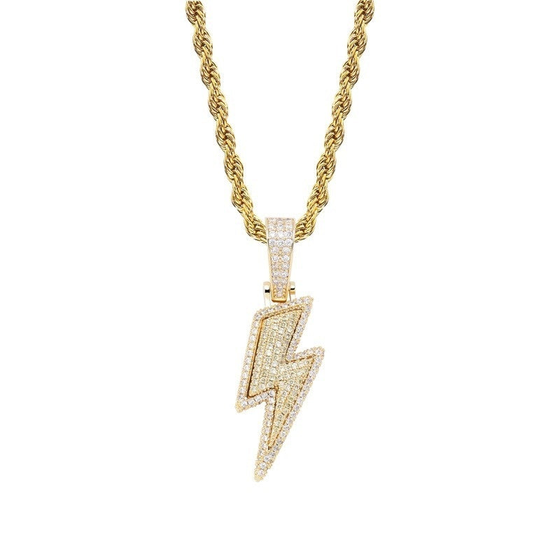 Lightning Hip Hop Pendant with inlaid Zircon