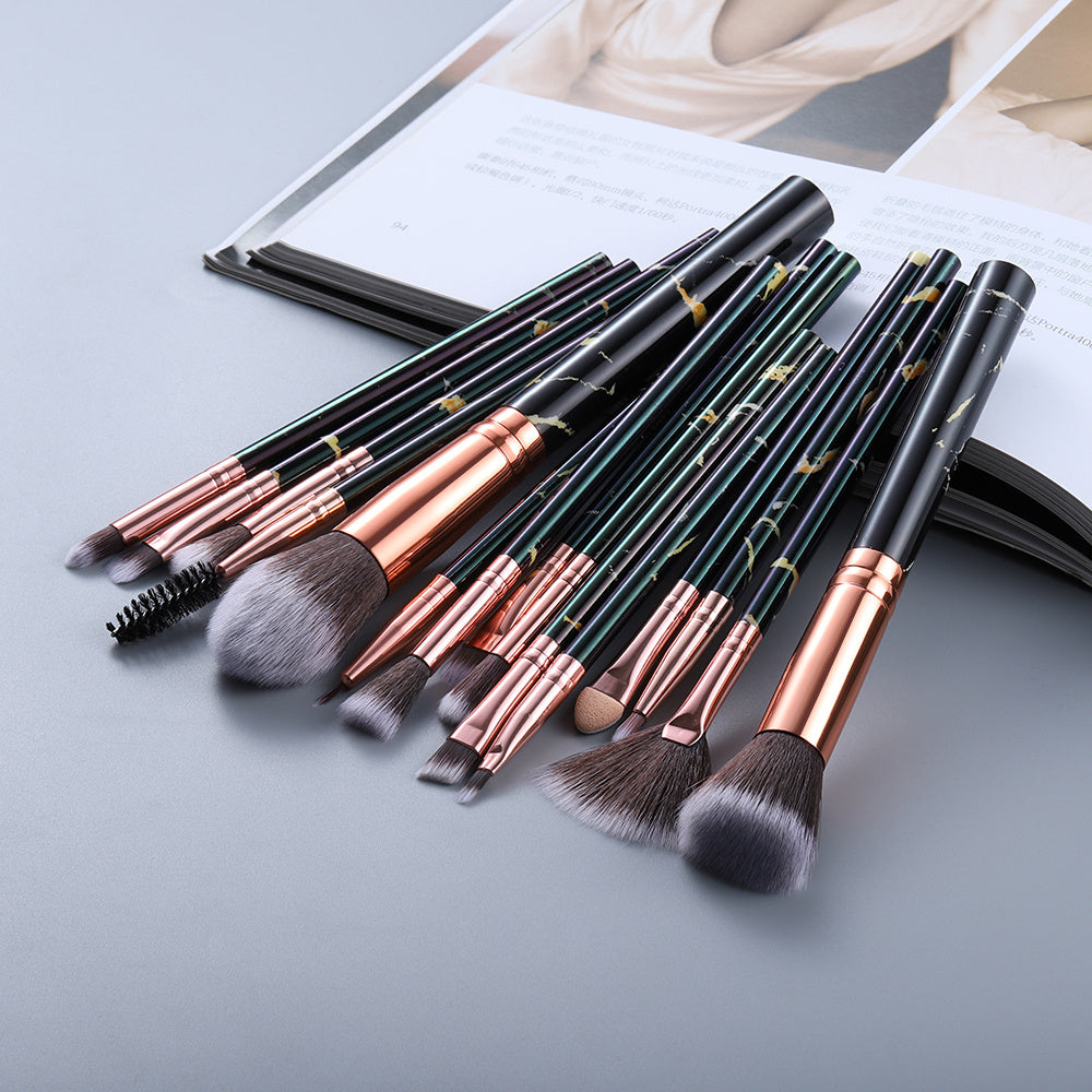 15 Marbled Design Makeup Brush Set