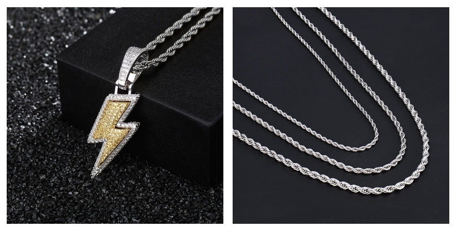 Lightning Hip Hop Pendant with inlaid Zircon