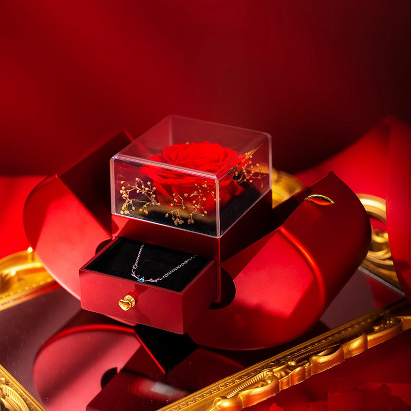 Fashion Eternal Rose Jewelry Box with Necklace