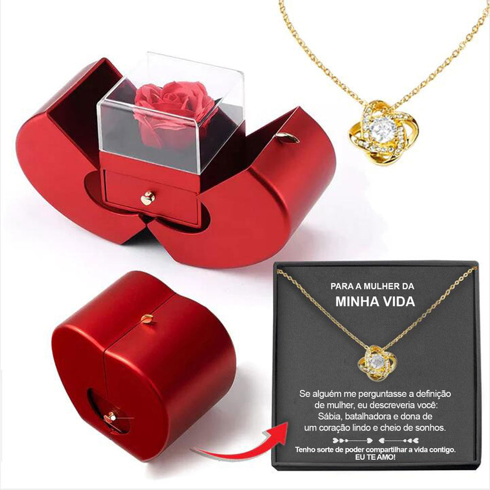 Fashion Eternal Rose Jewelry Box with Necklace