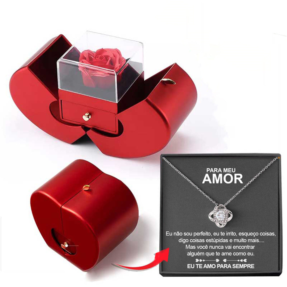 Fashion Eternal Rose Jewelry Box with Necklace