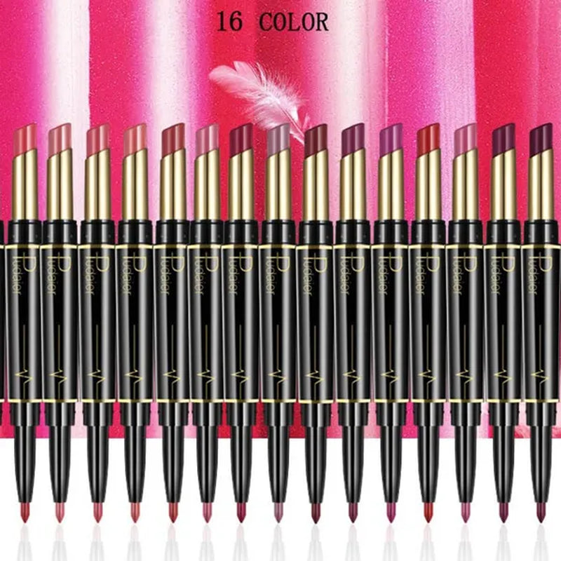 Health & Beauty Pudaier Brand Double Ended Matte Lip Liner Lipstick Pencil Makeup Lip Tint Set for Women Non-Stick Cup Long Lasting Batom Matte