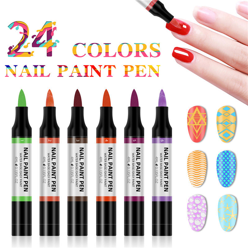 24 Color Nail Polish Painting Pen