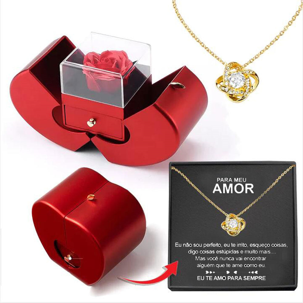 Fashion Eternal Rose Jewelry Box with Necklace