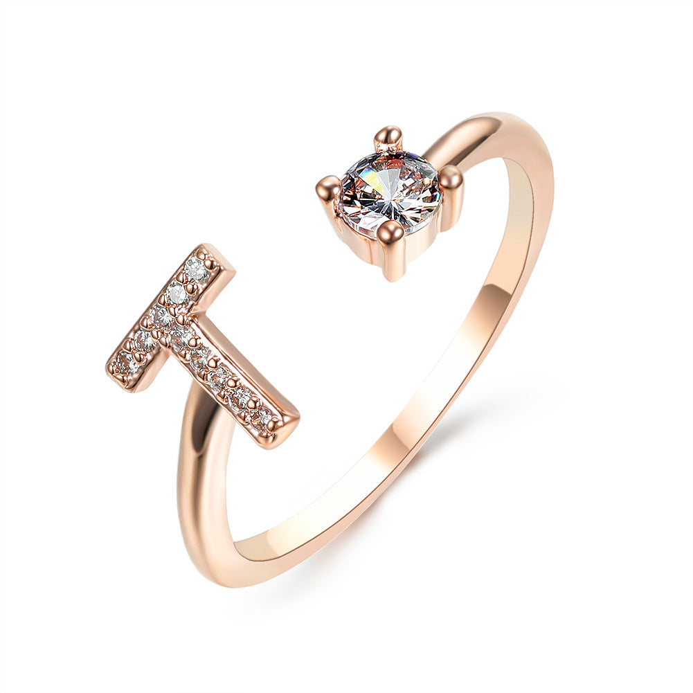 New Adjustable 26 Initial Letter Ring