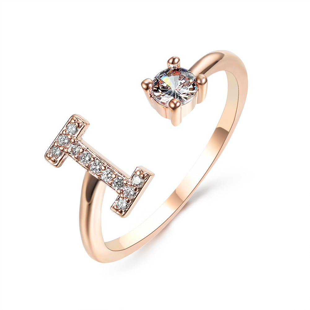 New Adjustable 26 Initial Letter Ring