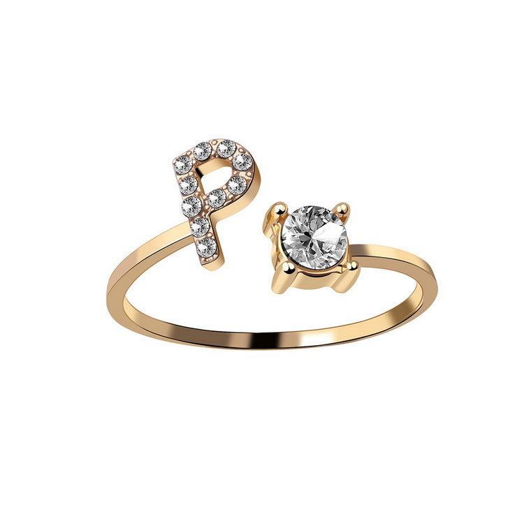 New Adjustable 26 Initial Letter Ring