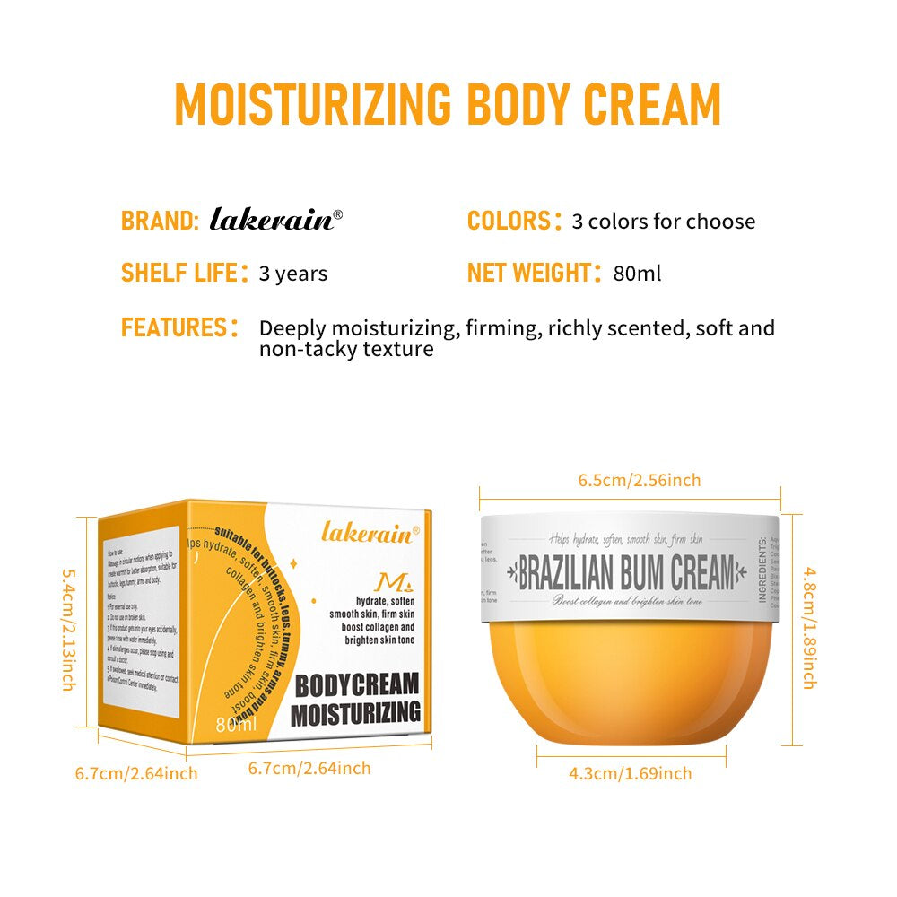 80Ml Brazilian Bum Body Cream Tightening Moisturising Miracle Cream Hydrating Softening Smoothening Body Cream Home and Travel