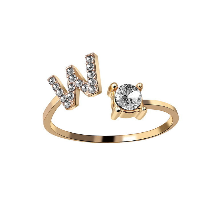 New Adjustable 26 Initial Letter Ring