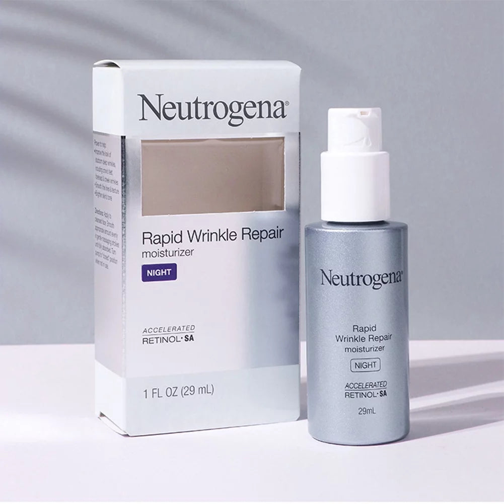 Neutrogena Rapid Wrinkle Repair Accelerated Hyaluronic Acid Retinol Night Cream Face Moisturizer, anti Wrinkle Face Cream & Neck Cream with Hyaluronic Acid, Retinol & Glycerin, 1 Fl. Oz