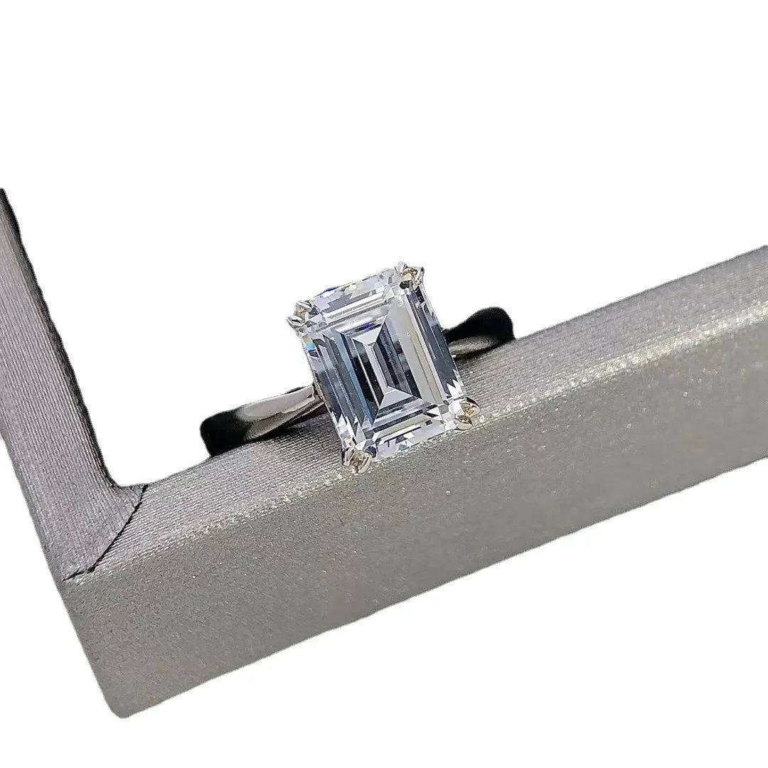 Luxury Shaped Emerald Cut Moissanite Diamond Ring