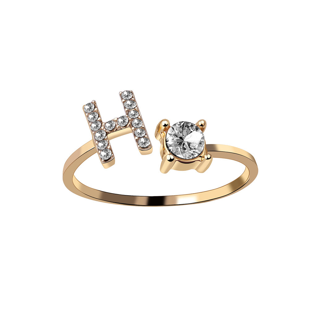 New Adjustable 26 Initial Letter Ring