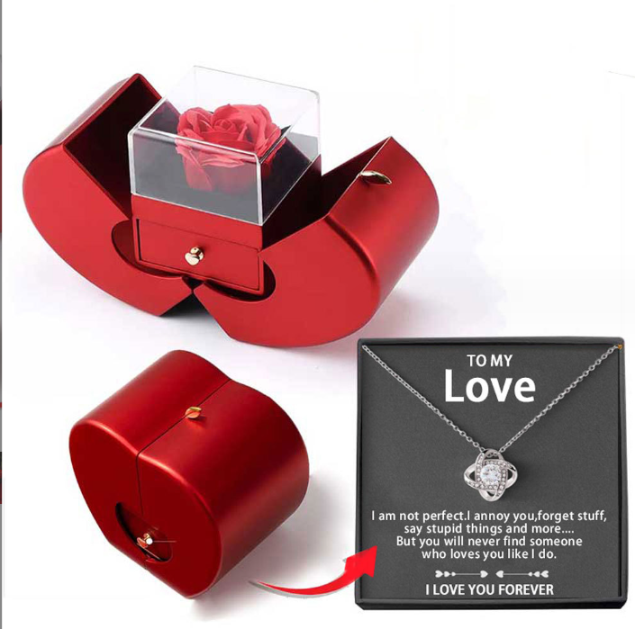 Fashion Eternal Rose Jewelry Box with Necklace